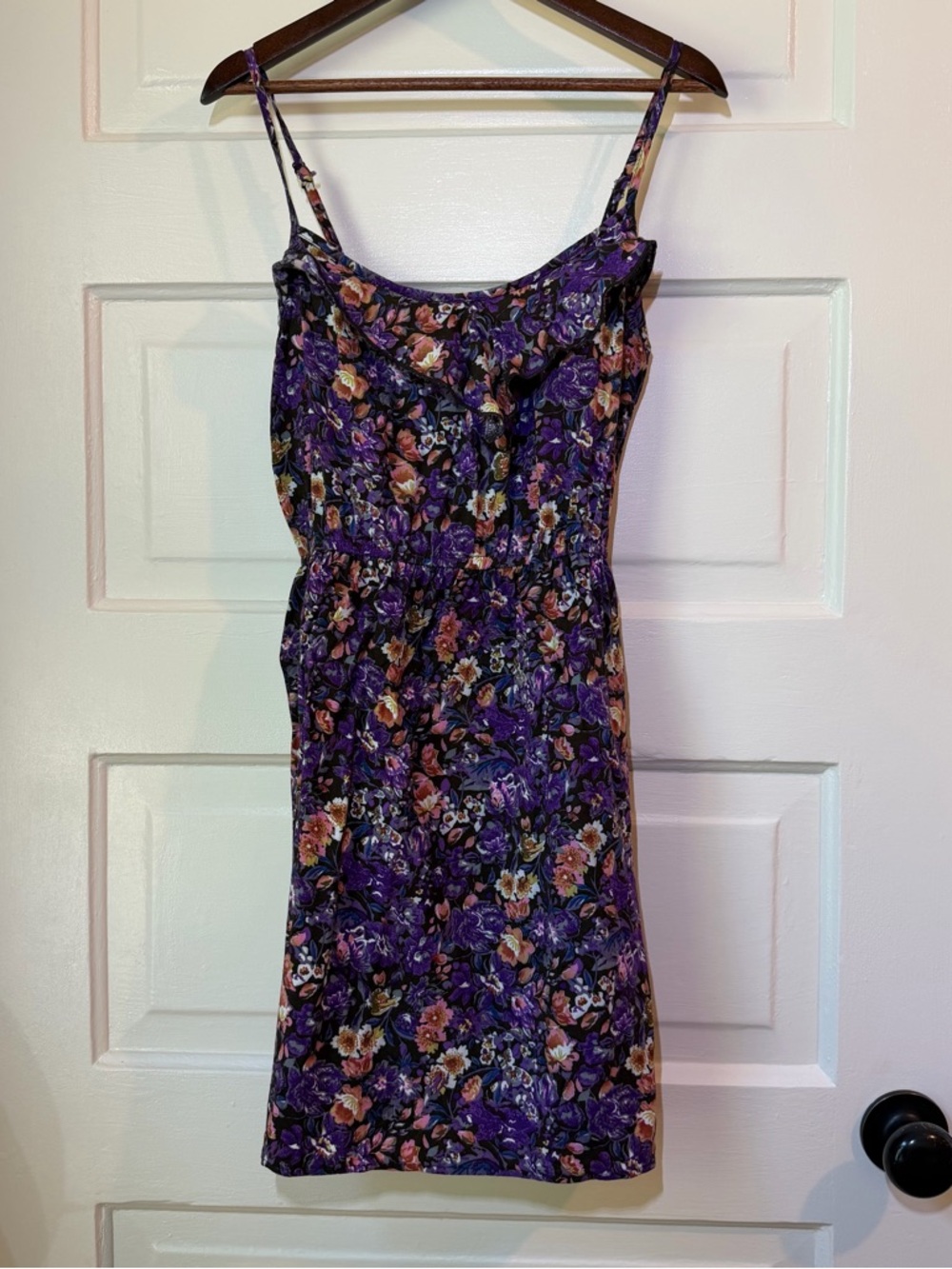 Fire Los Angeles Purple Floral Spaghetti-Strap Midi Dress